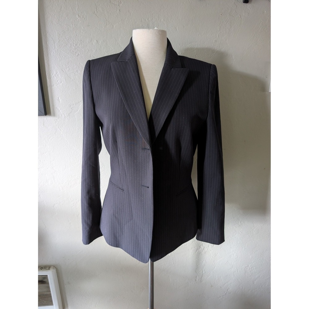 Tahari‎ Pinstriped Black Blazer womens sz 10